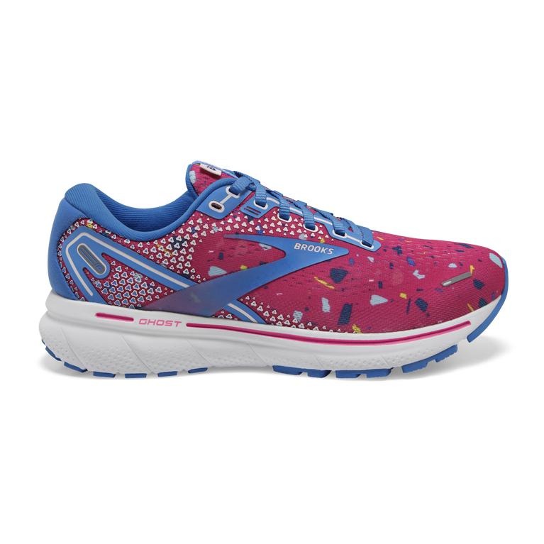 Brooks GHOST 14 Cushioned Road Running Shoes Womens Outlet - RoyalBlue/DeepPink/Beetroot/Campanula (